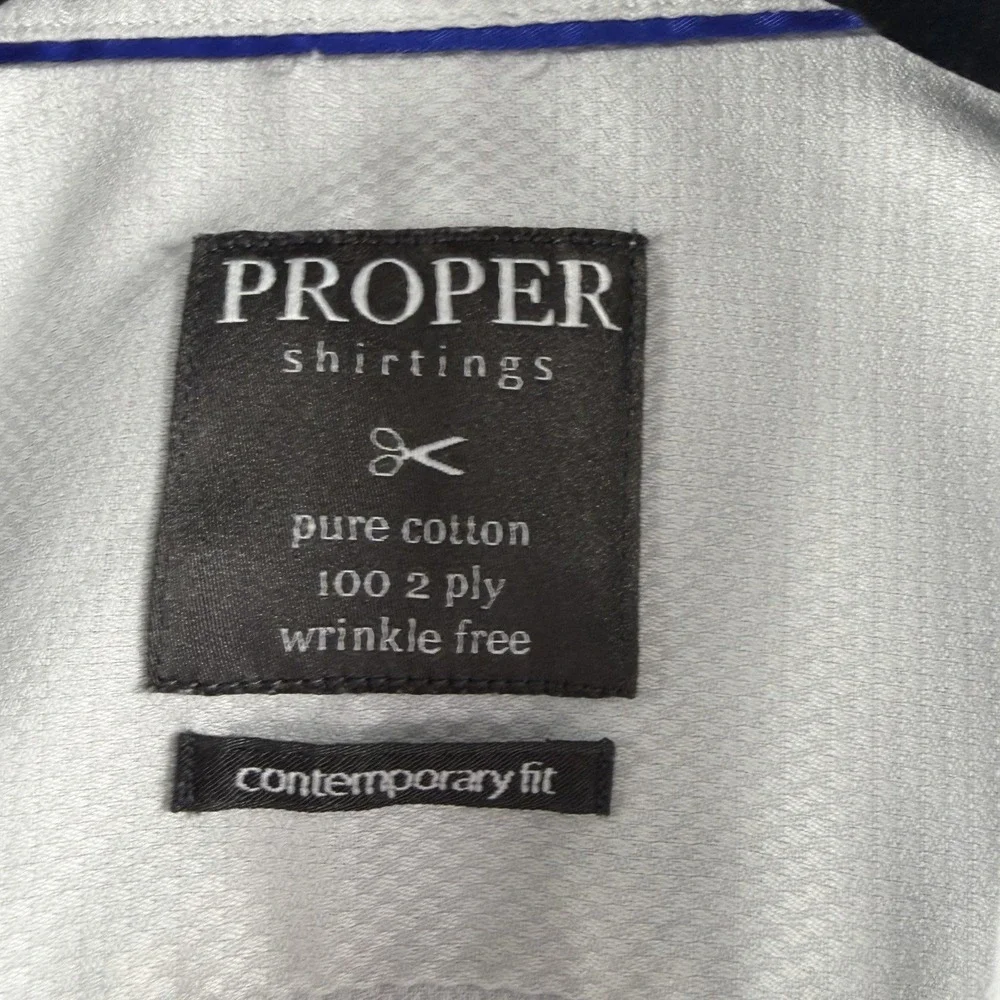 Proper Shirtings Dress Shirt Mens 15 Ivory White Pattern Wrinkle Free - Picture 6 of 9